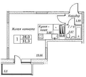 Студия квартира, вторичка, 28м2, 5/14 этаж