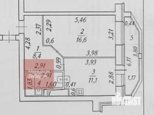 1-к квартира, вторичка, 47м2, 3/12 этаж