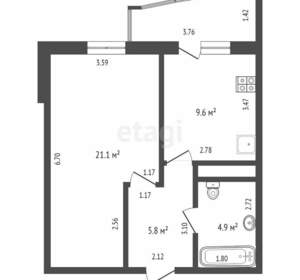 1-к квартира, вторичка, 41м2, 8/9 этаж
