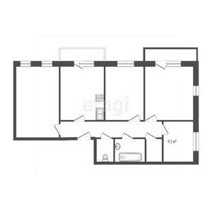 4-к квартира, вторичка, 74м2, 2/9 этаж