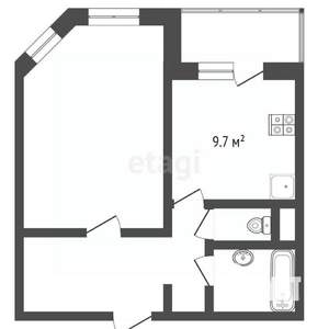 1-к квартира, вторичка, 41м2, 6/12 этаж