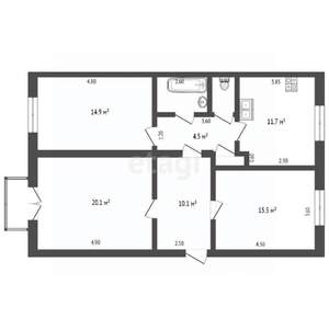 3-к квартира, вторичка, 83м2, 2/2 этаж
