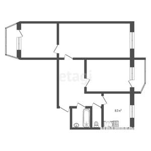 3-к квартира, вторичка, 68м2, 8/9 этаж