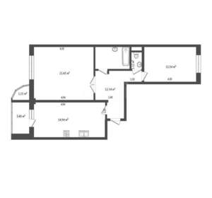 2-к квартира, вторичка, 66м2, 10/17 этаж
