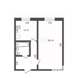 1-к квартира, вторичка, 33м2, 2/6 этаж