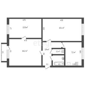 3-к квартира, вторичка, 59м2, 4/5 этаж