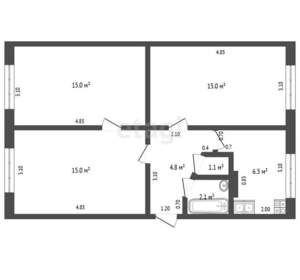 3-к квартира, вторичка, 59м2, 5/5 этаж