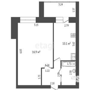 1-к квартира, вторичка, 35м2, 1/9 этаж
