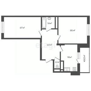 2-к квартира, вторичка, 63м2, 4/17 этаж