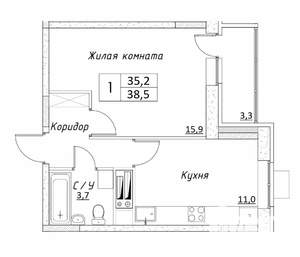 1-к квартира, вторичка, 36м2, 10/14 этаж