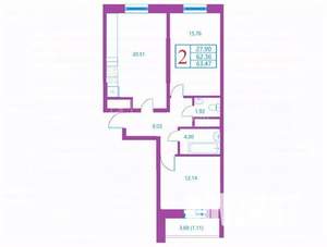 2-к квартира, вторичка, 66м2, 6/17 этаж