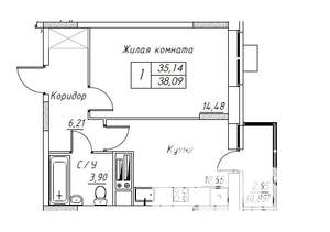 1-к квартира, вторичка, 38м2, 5/17 этаж